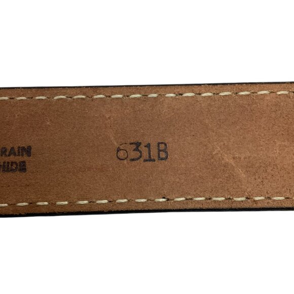 Justin Tooled Black Leather Belt Eagle Buckle Solid Brass Mens 28 Made In USA NW - Picture 7 of 9